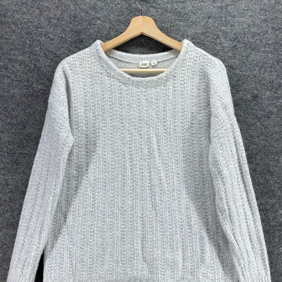 Gap Sweater Pullover Women S Small Gray Wool Cotton Crew Neck Long Sleeve Solid - Picture 3 of 9
